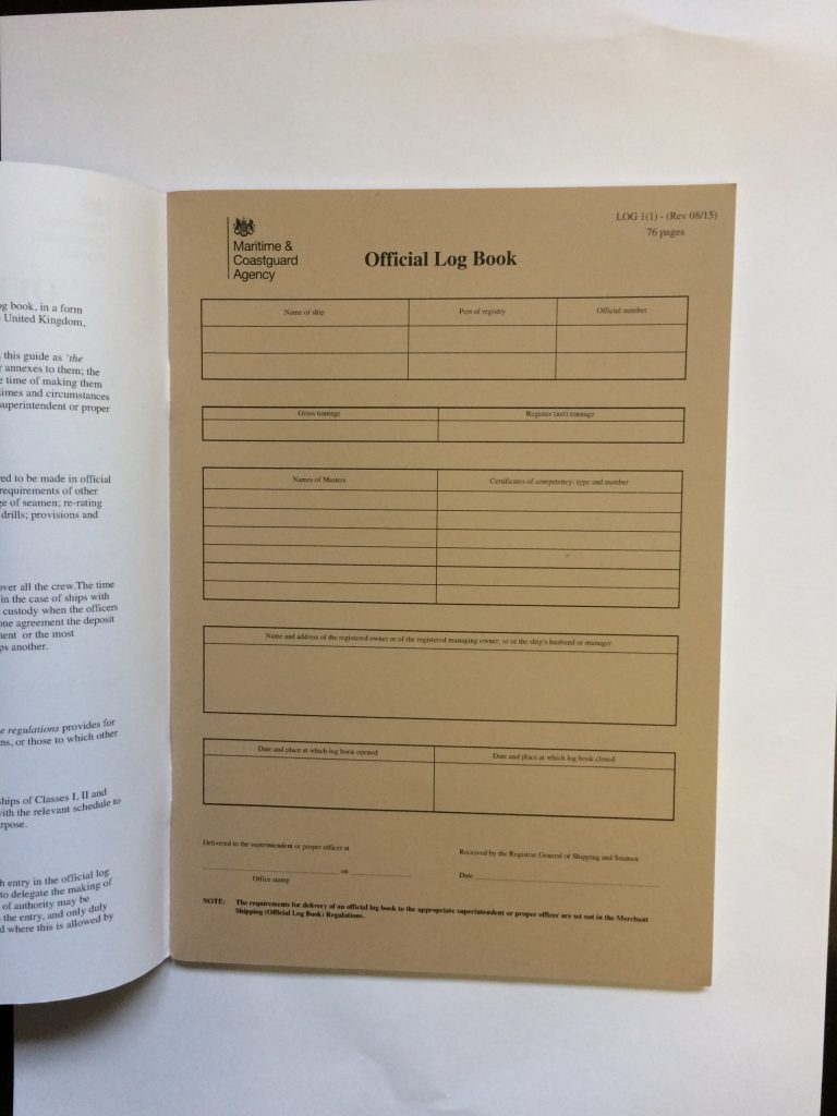 MCA Ships official log book pt1 Maritime Printing Ship Log Books